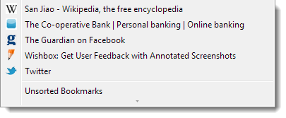 Favicon appearing in bookmarks menu